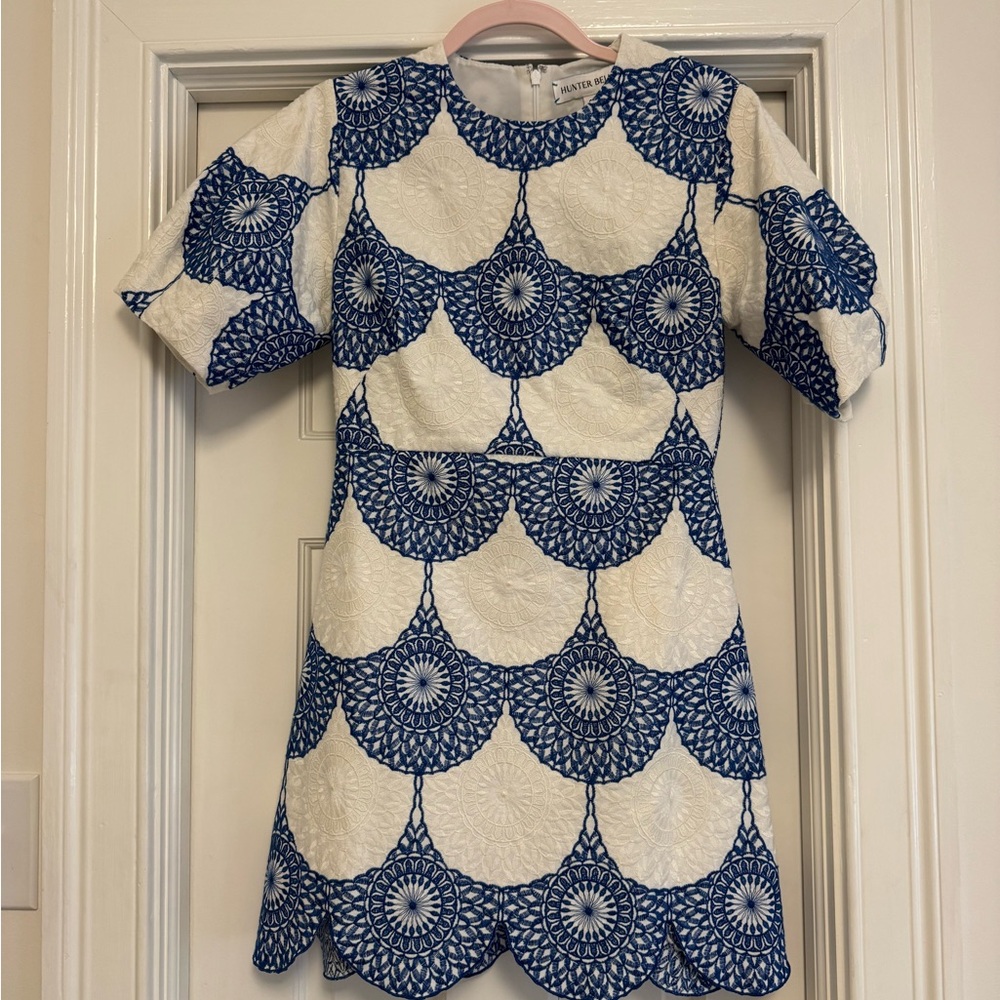 HUNTER BELL Harmony 100% Cotton Mini Dress in seabreeze medallion